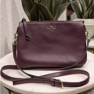 Kate Spade Jackson Triple Gusset Crossbody Purple Pebble Leather